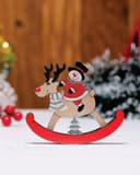Archivo Vectorial de Reno Mecedora con Muñeco de Nieve para Láser