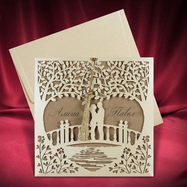 Romantic Wedding Invitation Laser Cut Template Vector File