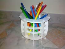 Round Desk Organizer 3D Puzzle Laser Cut DXF File