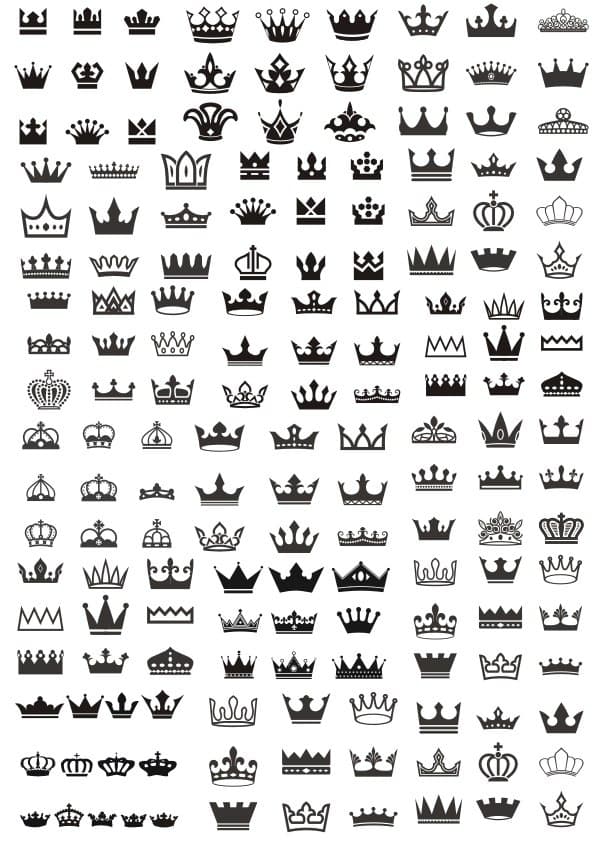 Royal Crown Silhouette Collection Vector Set for Laser Cutting