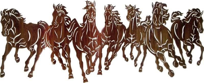 Running Horses Herd Wall Art Vector DXF File