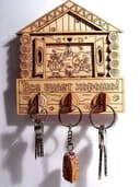 Rustic Cabin Wall Key Holder Laser Cut Vector DXF File