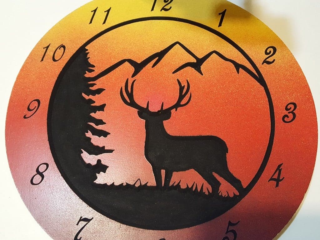 Rustic Deer and Mountain Clock Vector File for Laser Cutting DXF