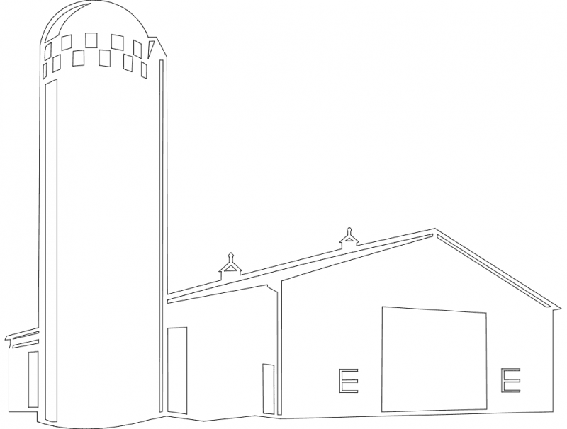 Rustic Farm Barn with Silo Vector File for Laser Cutting DXF