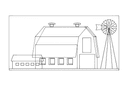 Rustic Farm Barn with Windmill Vector Laser Cut File (DXF)
