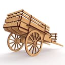 Carreta de Granja Rústica 3D Puzzle Vector Corte Láser DXF