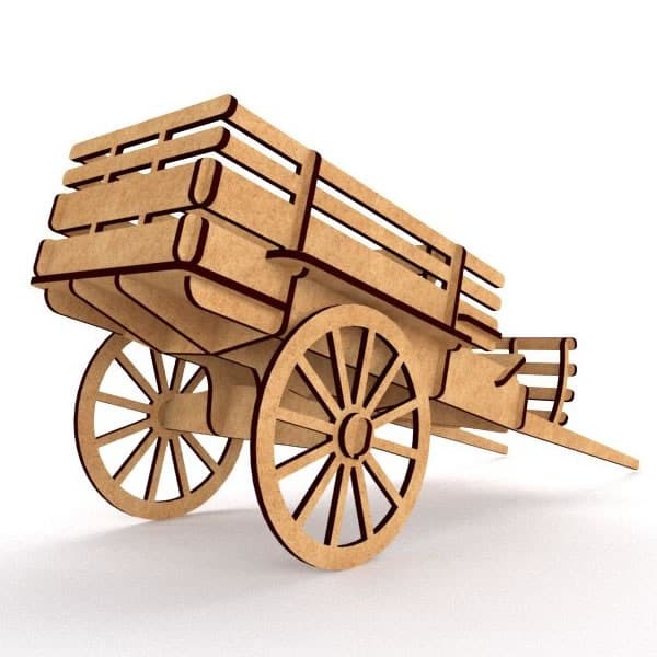 Rustic Farm Wagon 3D Puzzle Laser Cut Vector DXF File