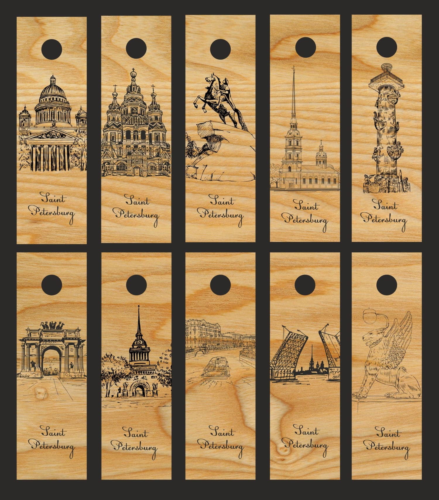 Saint Petersburg Landmark Bookmarks Laser Cut Vector Files