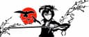 Diseño Vectorial de Samurai con Sakura y Pájaros