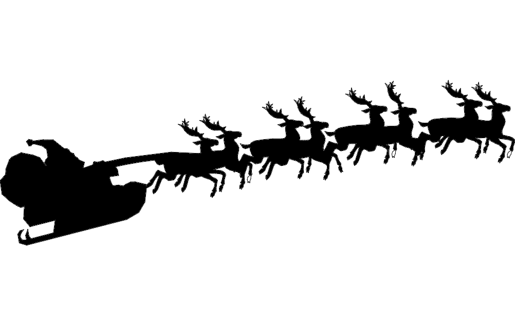 Santa Claus Sleigh with Reindeer Vector File for CNC