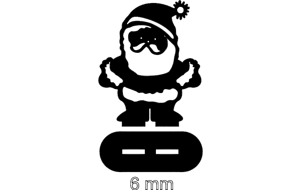 Santa Claus Standing Figure Vector for Laser Cutting (DXF)
