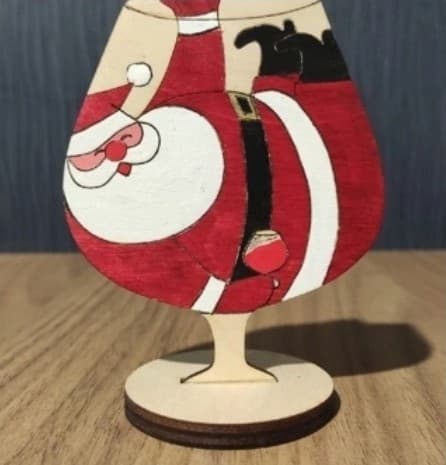 Santa Claus Wine Glass Ornament Laser Cut Vector File