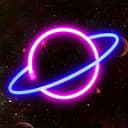 Saturn Planet Neon Style Wall Art Laser Cut Vector File