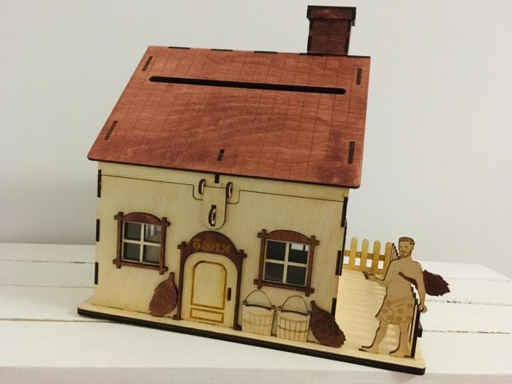 Sauna House Piggy Bank Laser Cut 3D Puzzle Vector File