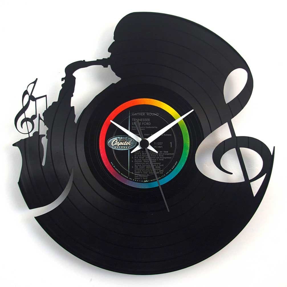 Saxophone Music Wall Clock Vector Template for Laser Cutting