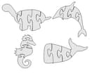 Sea Animal Jigsaw Puzzles Vector Set for Laser Cutting DXF