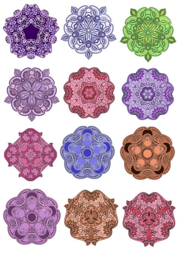 Set of 12 Intricate Mandala Vector Designs for Laser Cutting