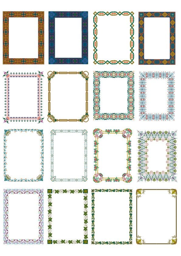 Set of 16 Decorative Ornamental Borders Vector Files for Laser Cutting