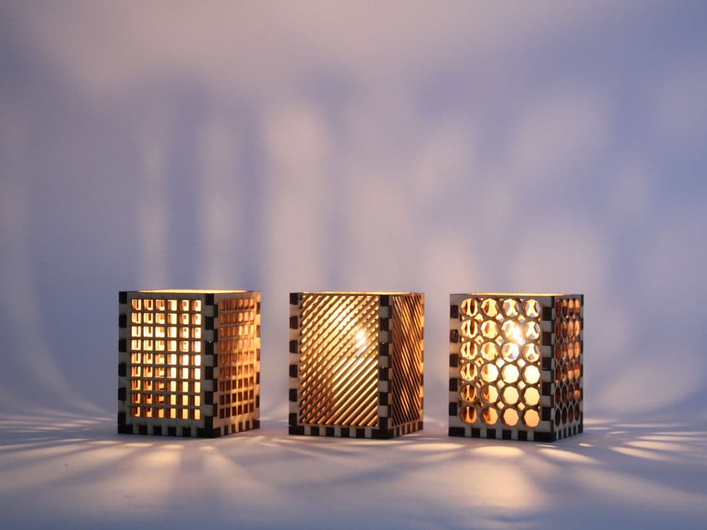 Set of 3 Decorative Laser Cut Tea Light Lanterns DXF File