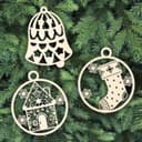 Set de 3 Adornos Navideños Vectoriales para Corte Láser