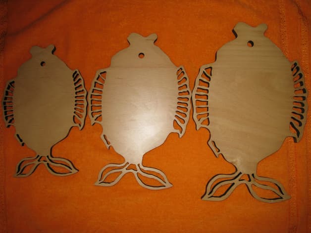 Set of Decorative Wooden Fish Wall Art Vector DXF File