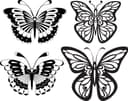 Set of Four Decorative Butterfly Vector Designs for Laser Cutting