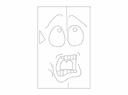 Design Vetorial de Rosto de Desenho Animado Assustado para Corte a Laser DXF
