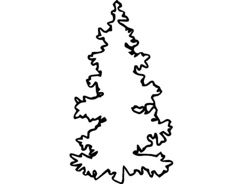 Simple Pine Tree Silhouette Vector Design DXF File
