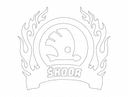 Skoda Flaming Logo Vector Design for Laser Cutting DXF