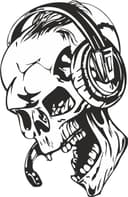 Skull with Headphones DJ Vector File for Laser Cutting