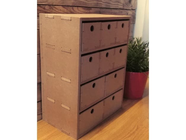 Small Desktop Organizer with 8 Drawers Laser Cut Vector DXF