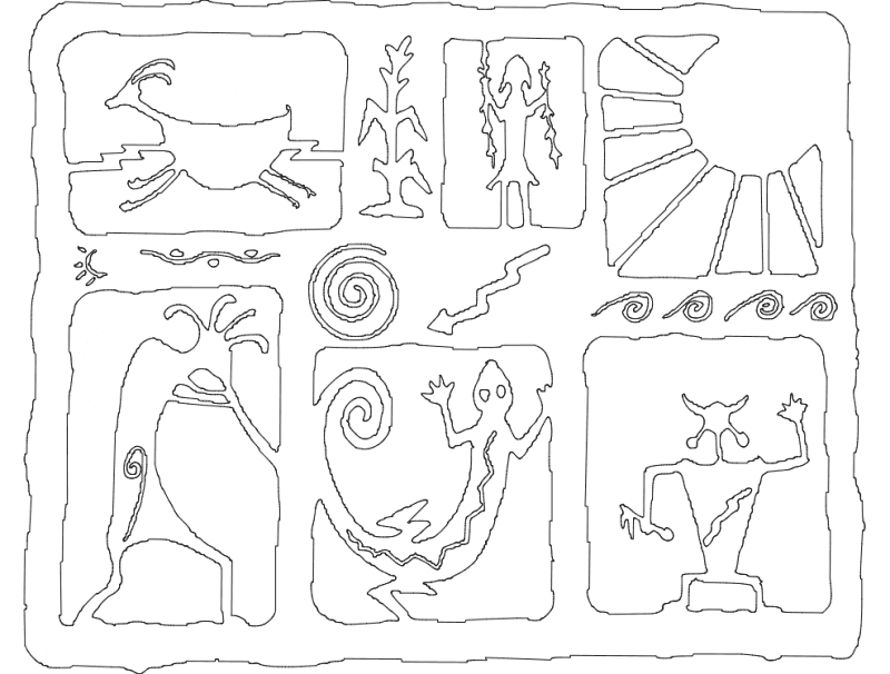 Southwestern Petroglyph Collage Vector Design DXF File