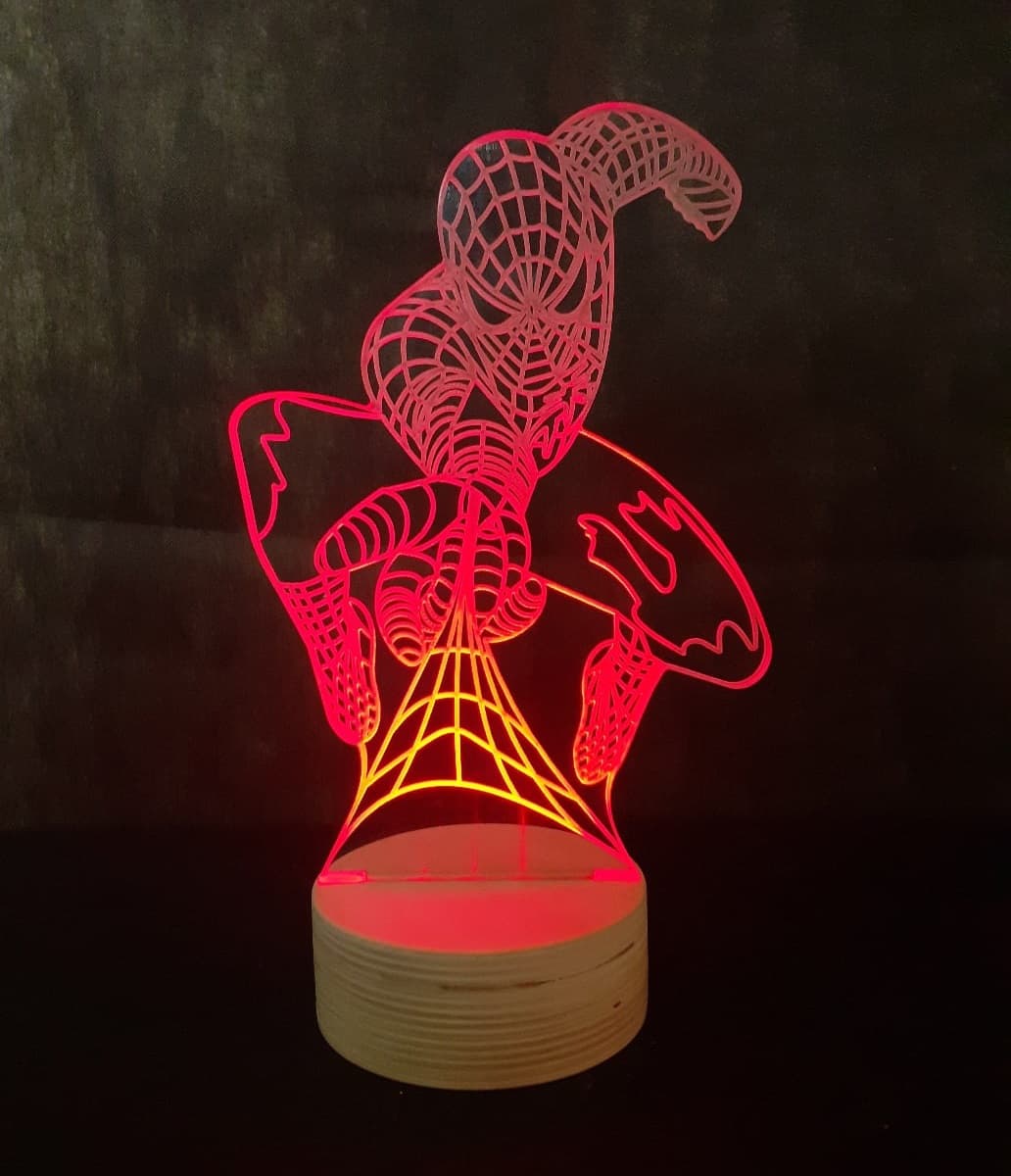 Vector de Lámpara LED 3D de Spider-Man para Corte Láser
