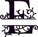 Split Monogram Letter E with Floral Flourishes DXF SVG Plan