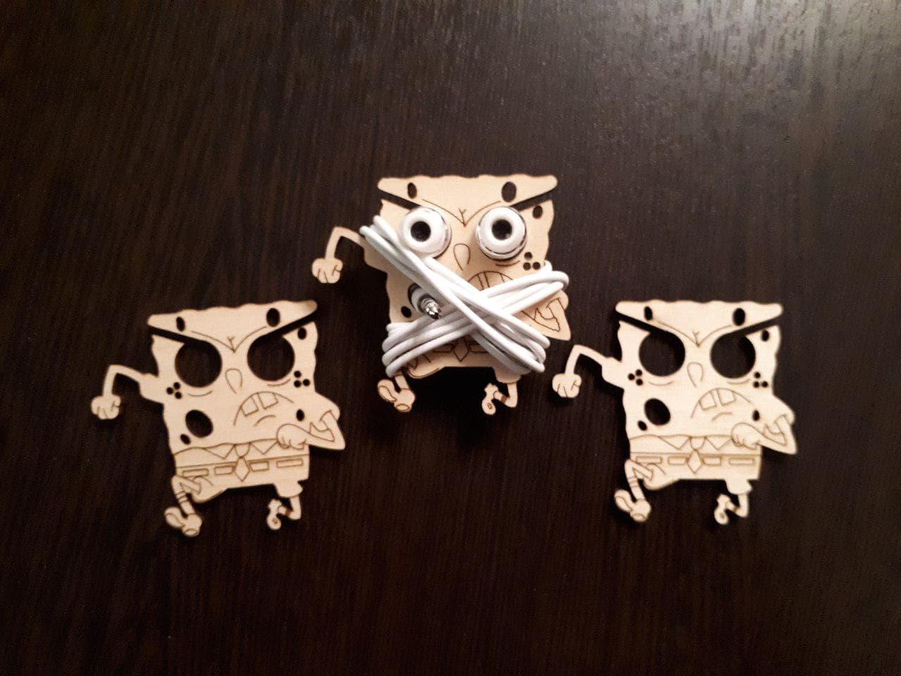 SpongeBob Earphone and Cable Organizer Laser Cut DXF CDR