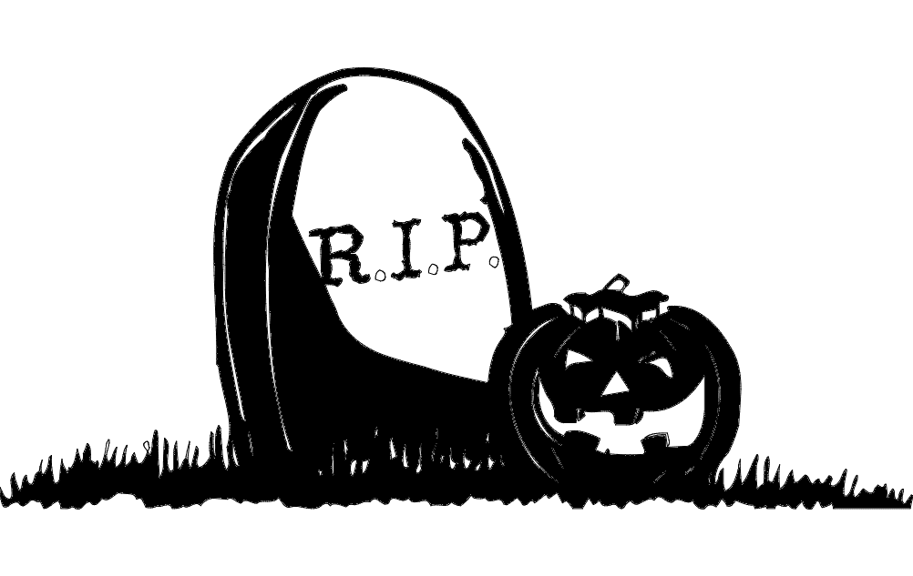 Spooky Halloween Tombstone and Pumpkin Vector DXF File
