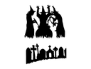 Vector DXF de Silueta de Brujas y Cementerio de Halloween