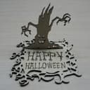 Spooky Haunted Tree Happy Halloween Standing Sign Laser Cut File