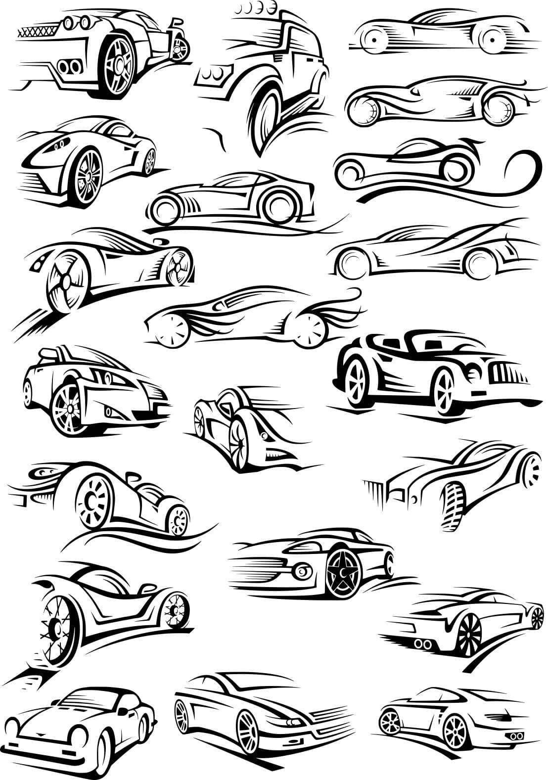 Sporty Car Silhouettes Collection - Free Vector Files