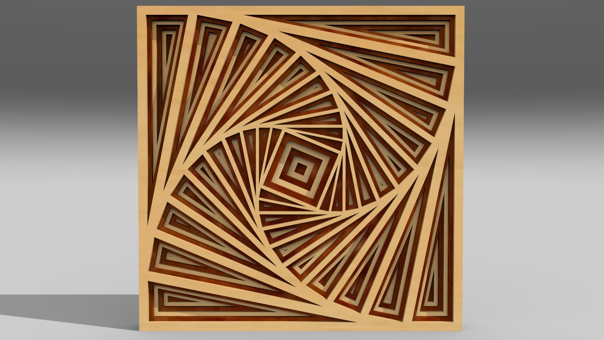 Square Spiral 3D Multilayer Wall Art Laser Cut File