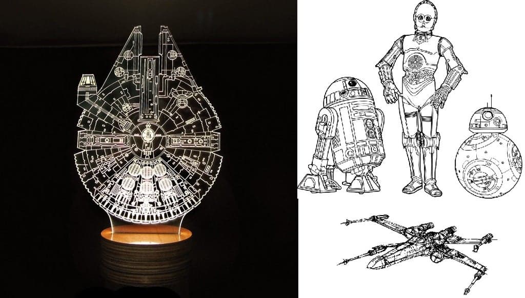 Star Wars 3D Illusion Lamp Collection Vector Files