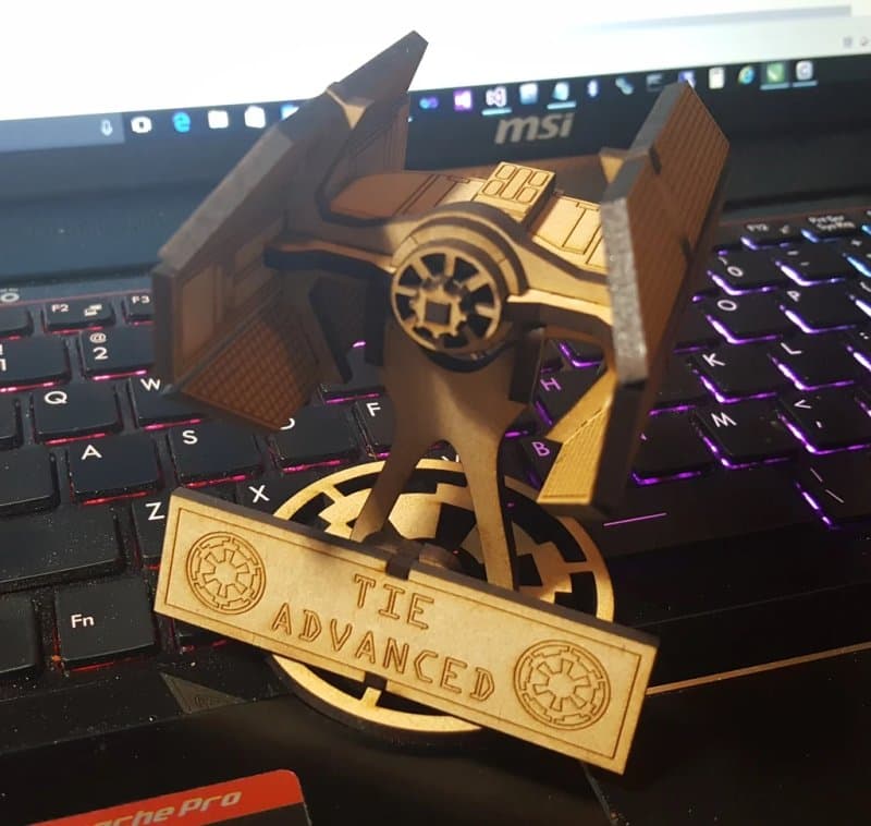 Star Wars TIE Advanced X1 3D Puzzle Laser Cut Vector File