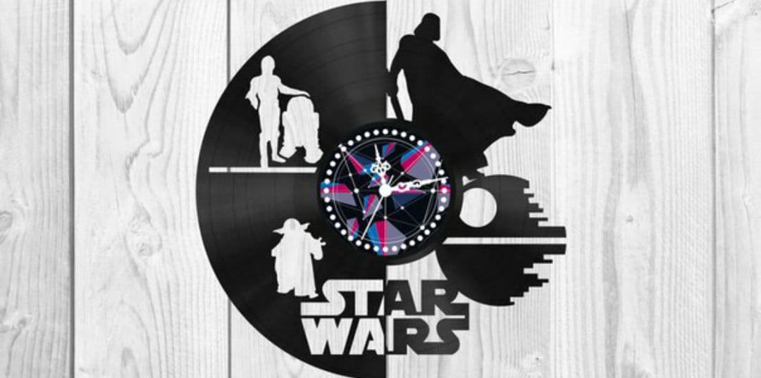 Star Wars Vinyl Style Wall Clock Laser Cut Vector File
