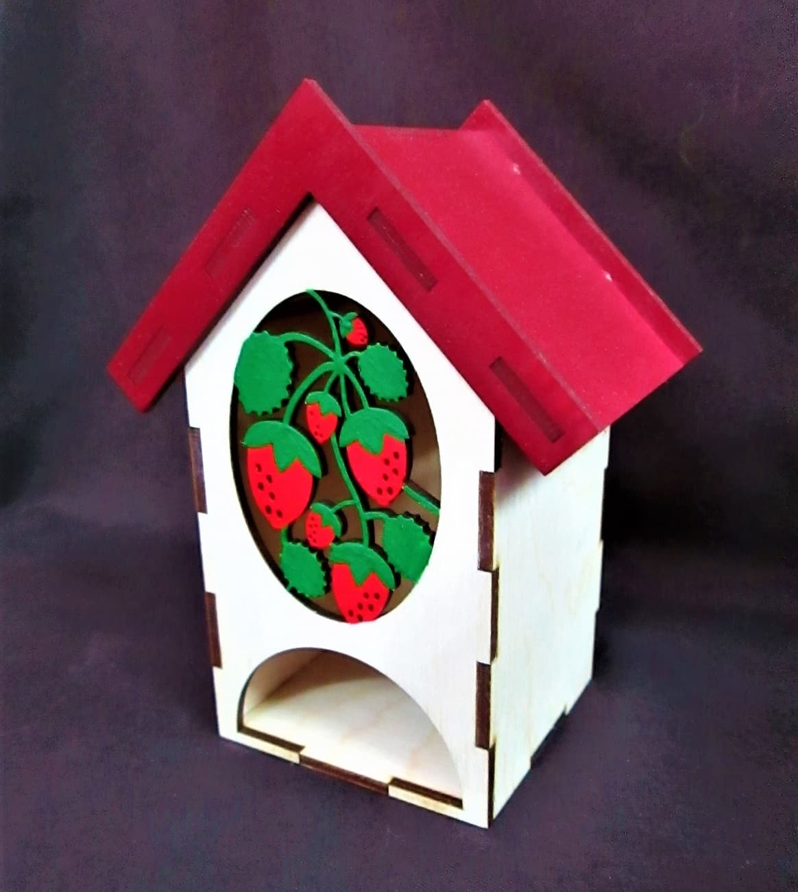 Strawberry Tea Bag House Dispenser Laser Cut Vector File