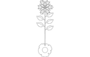 Stylized Rose Flower Stem Vector DXF File for Laser Cutting