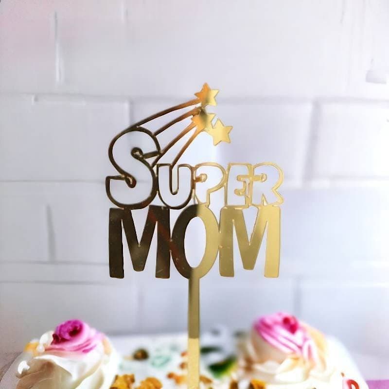 Super Mom Cake Topper Vector Design for Laser Cutting (SVG)