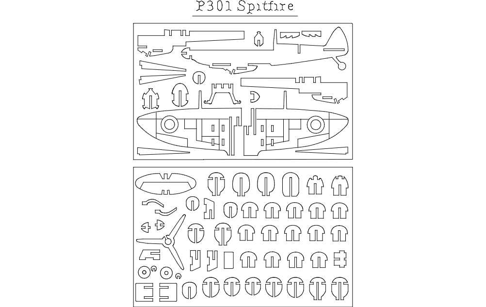 Supermarine Spitfire 3D Puzzle Laser Cut Vector File