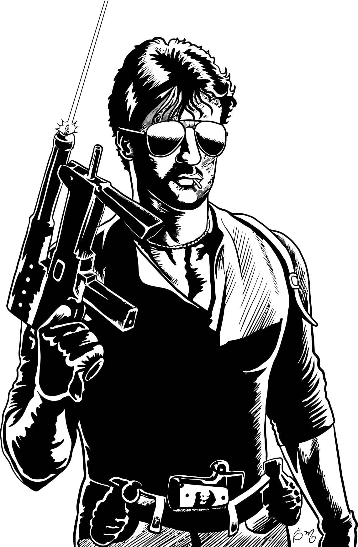 Sylvester Stallone Cobra Character Vector File for Laser Cutting
