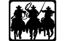 Three Cowboys Riding Horses Silhouette Vector File for CNC