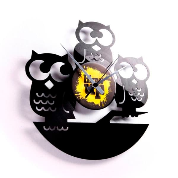 Diseño de Reloj de Pared Tres Búhos para Corte Láser DXF